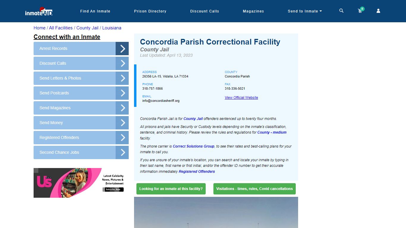 Concordia Parish Correctional Facility - Inmate Locator - Vidalia, LA