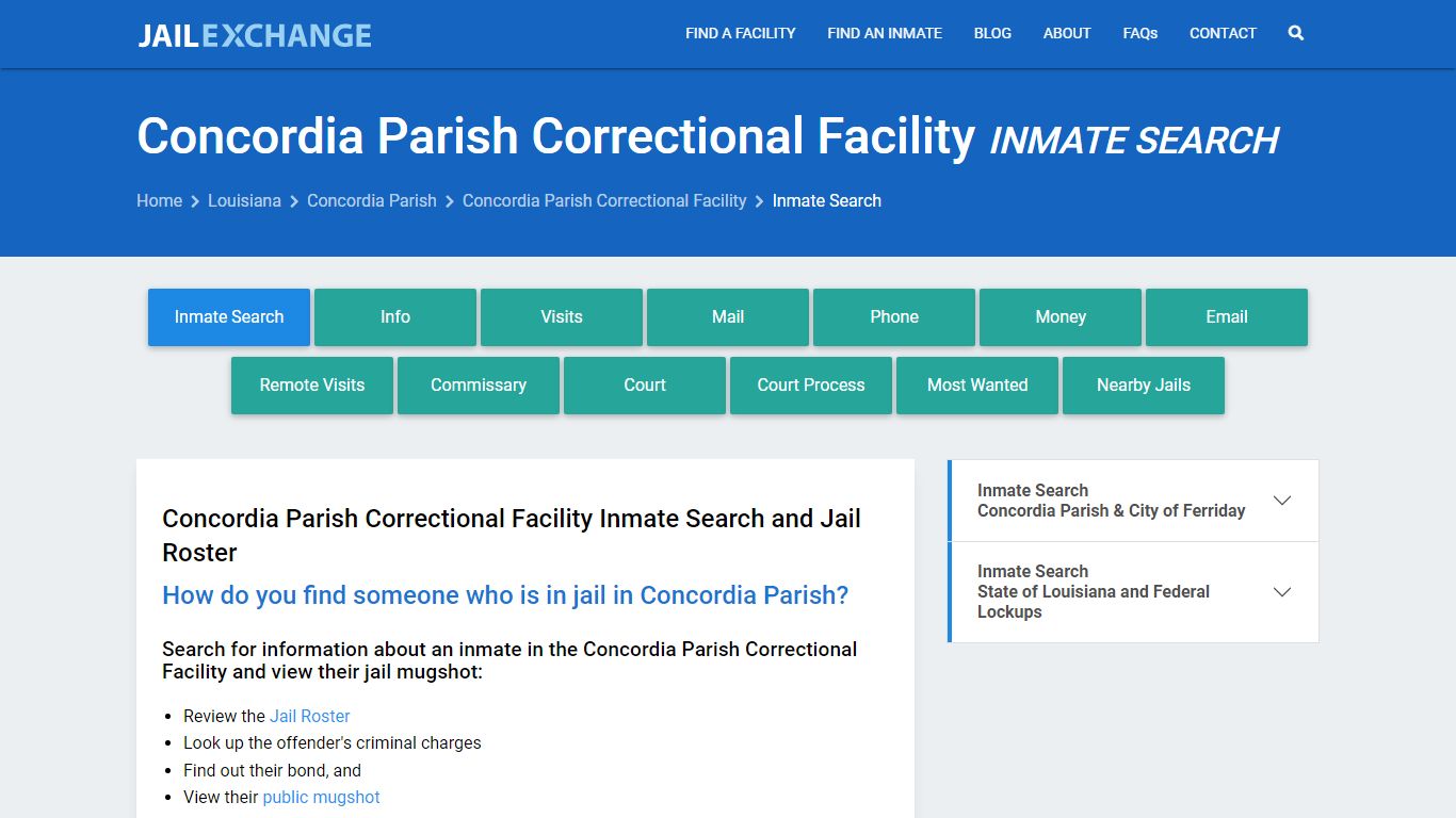 Concordia Parish Correctional Facility Inmate Search - Jail Exchange
