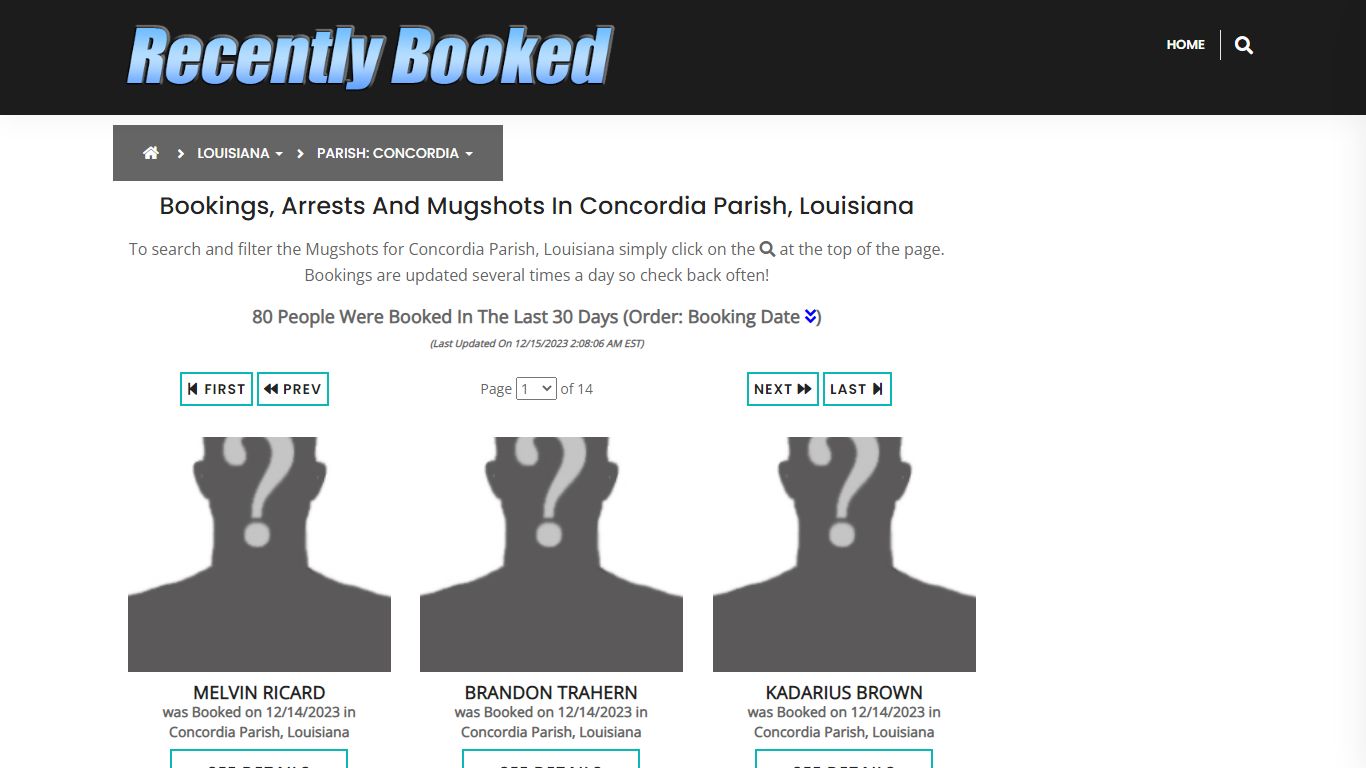 Bookings, Arrests and Mugshots in Concordia Parish, Louisiana